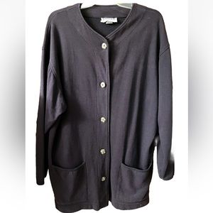 Timbuktu Station Sweater Jacket
Womens M Purple Lagenlook Made in
USA Button Up